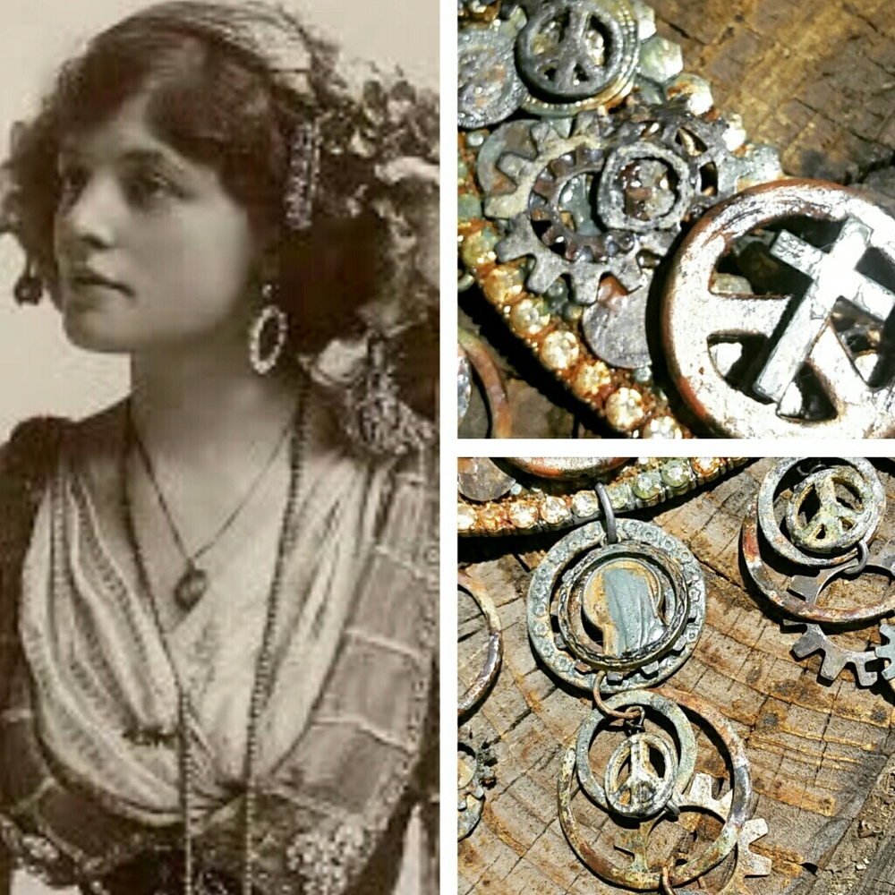๐ฅSOLD๐ฅSTEAMPUNK STATEMENT NECKLACE - Picture 2 of 6
